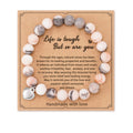 Natural Stone Healing Bracelet Pink Zebra Jasper Heart Pendant Inspirational Bracelet for Women