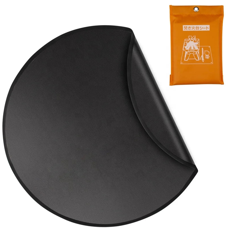 Fireproof Waterproof Non-Stick Fiberglass Fabric BBQ Grill Outdoor Lawn Fire Pit Mat 24" 36"