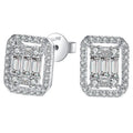 Luster Jewelry S925 Sterling Silver 18k White Gold Plated Trapezoid Shape Statement Women Earrings for Women