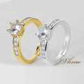 VKME Cubic Zircon Eternity Diamond Rings Engagement Jewelry Women Copper Jewellery Adjustable Wedding Ring Brass Trendy Opp Bag