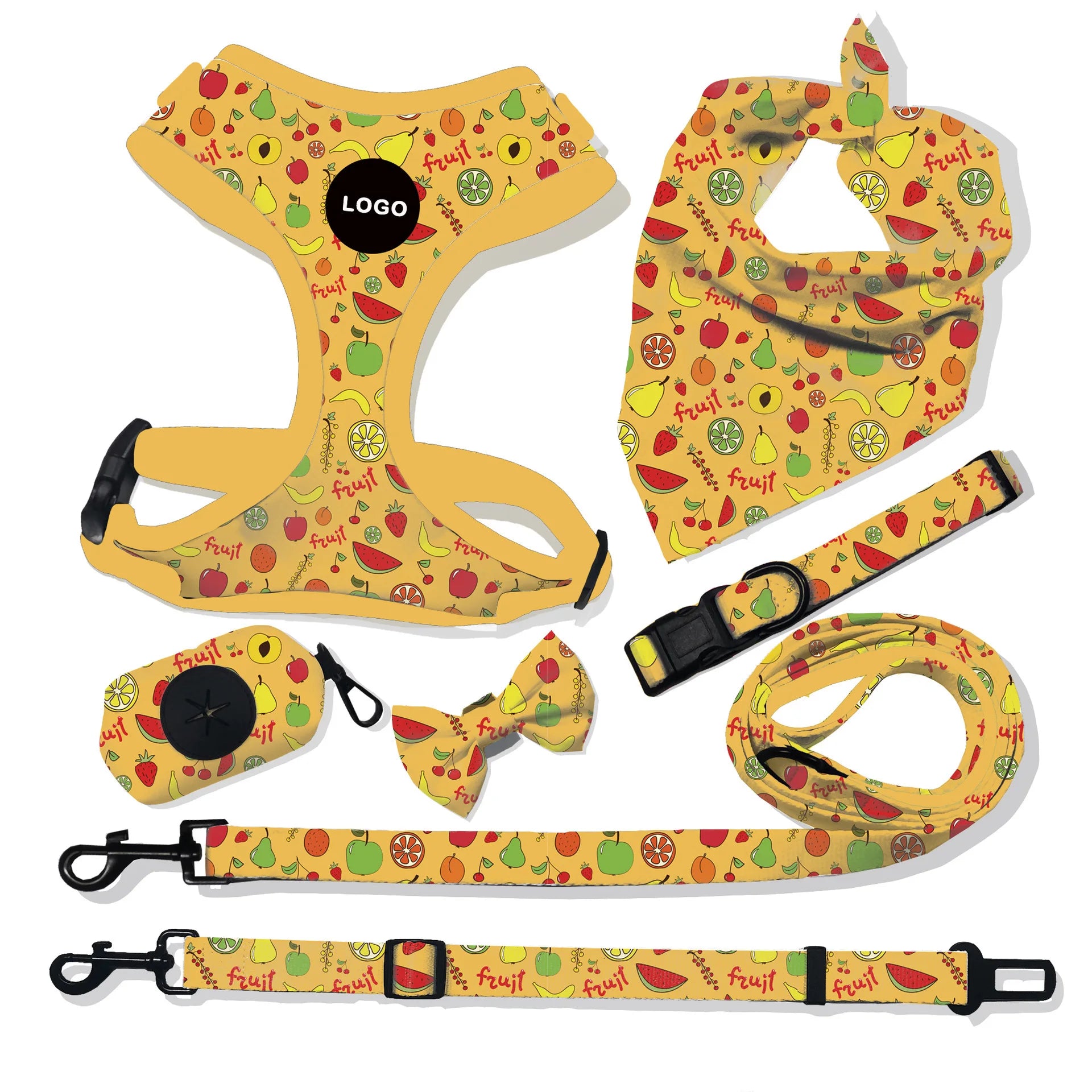 Custom Logo Dog Leash and Harness Set Personalized Adjustable Nylon Pet Vest Harnesses for Dogs Cats
