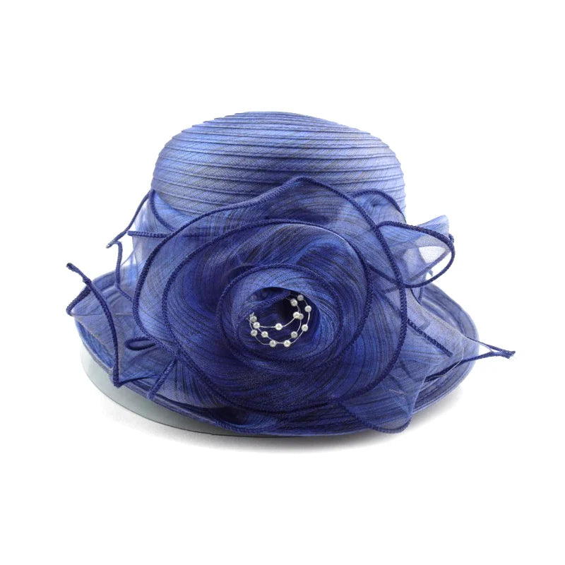 Wholesale Fashion New Lady Wedding Hats Quality Woman Cloche Church Hat With Flower Decoration