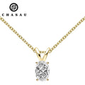 925 Sterling Silver D Color Moissanite 1ct Oval Cut Pendant Necklace Solitiare Pendant with Chain for Women