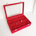 Black and Red Colors Big Size Hinged Velvet Jewelry Bracelet Watch Display Box Tray showcase with Lid