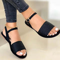 Casual Comfortable Black Flat Sandals Ladies Fashionable Style Summer Anti-Slippery Anti-Slip Soft-Soled Suede Insole Strap