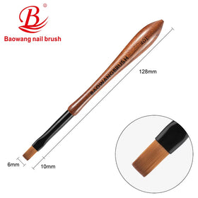 OEM Professional Brown Wooden Handle Flat Gel Brush with Imported PBT Nylon Hair UV Gel Brush by Nail Brush Manufacturer BW10-1