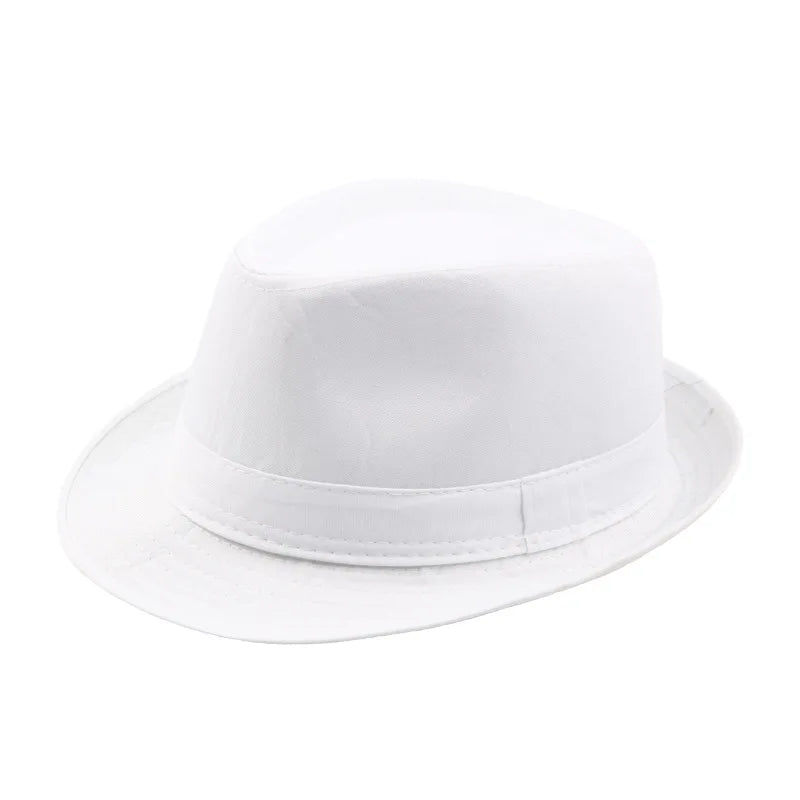 Mens Womens Trilby Bowler Hat Cotton Wedding Gangster Band Classic Retro Summer Jazz Gentleman Hats