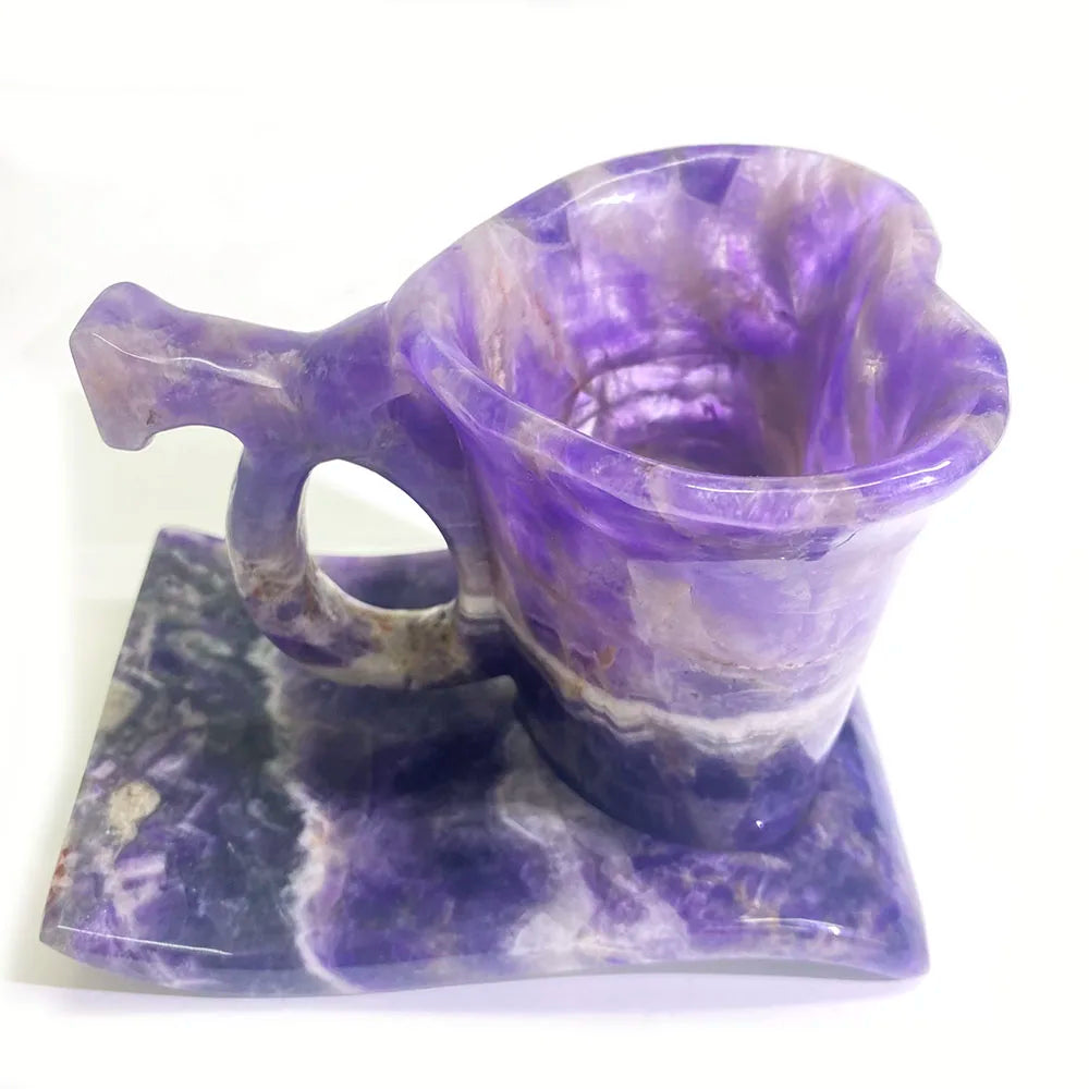 Wholesale Natural Crystal Stone Meditation Rose Quartz and Dream Amethyst Tea Cup for Gift