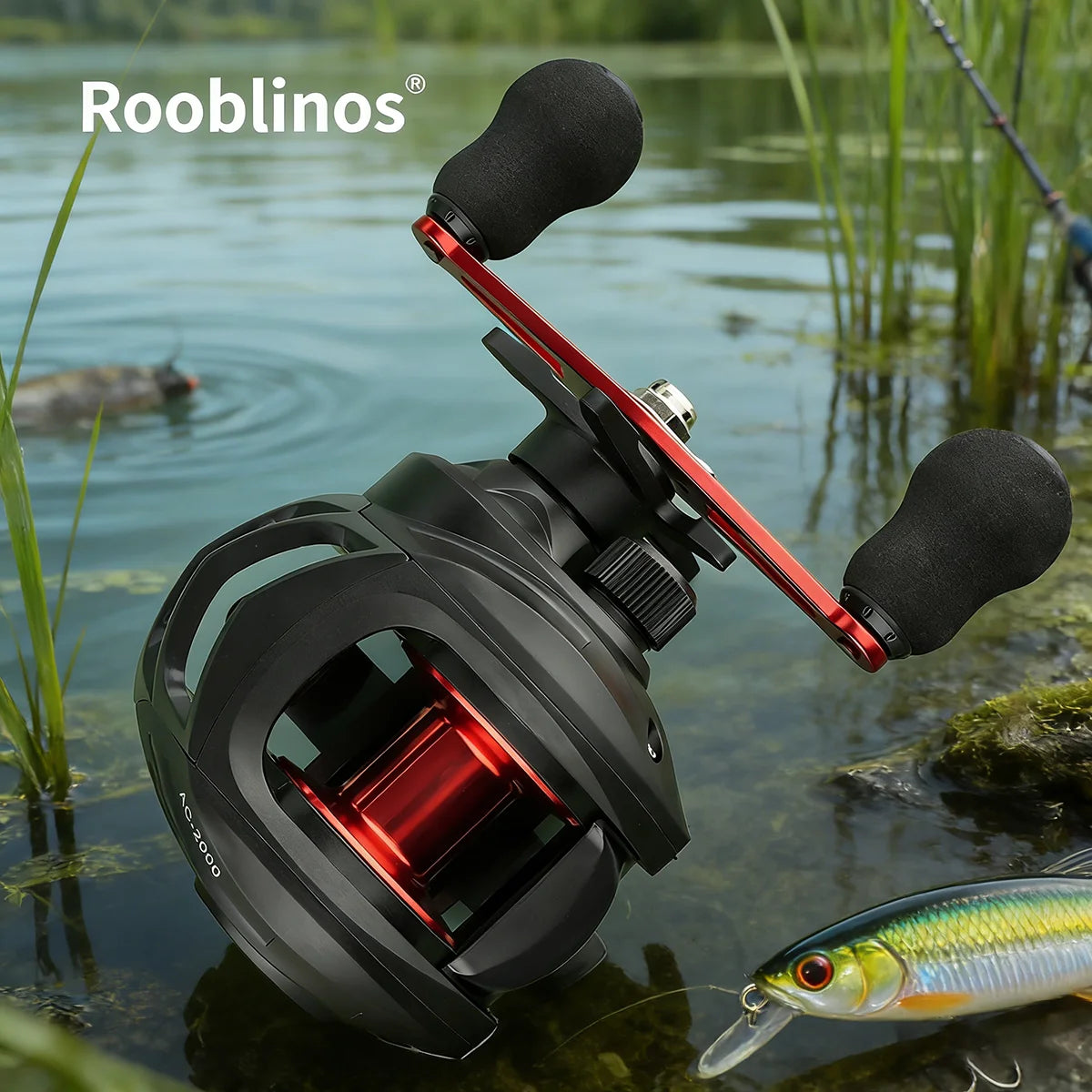 [Germany Stock] Rooblinos AC2000 Left Hand Baitcasting Reel 7.2:1 Gear Ratio Plastic Two-Speed System