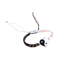 AA0165995 Love-shaped Pendant Braided Bracelet for Women Men Black White Taichi Woven Couple Bracelets Jewelry Gifts