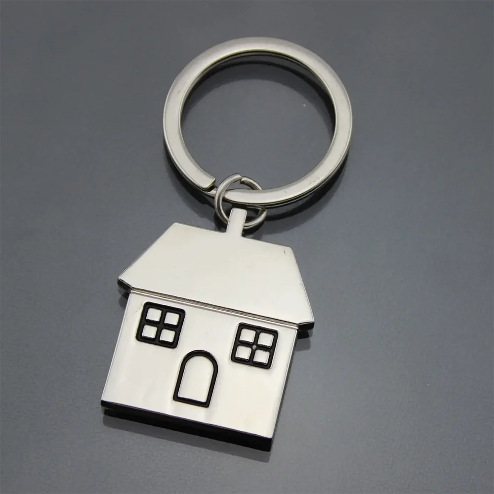 Wholesale Custom Logo Stainless Steel Keychains Fashion Cartoon House Keychain Cute Metal Keychain