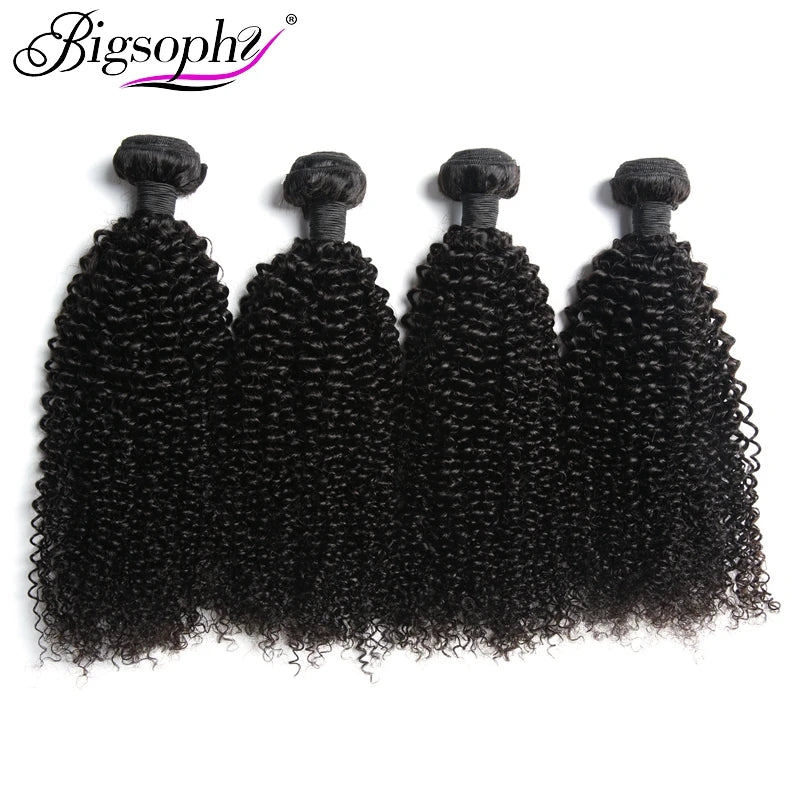 100% Virgin Human Hair Kinky Curly Hair Bundles with Closure 18 Inch  Human Hair Curly Bundles for Black Women