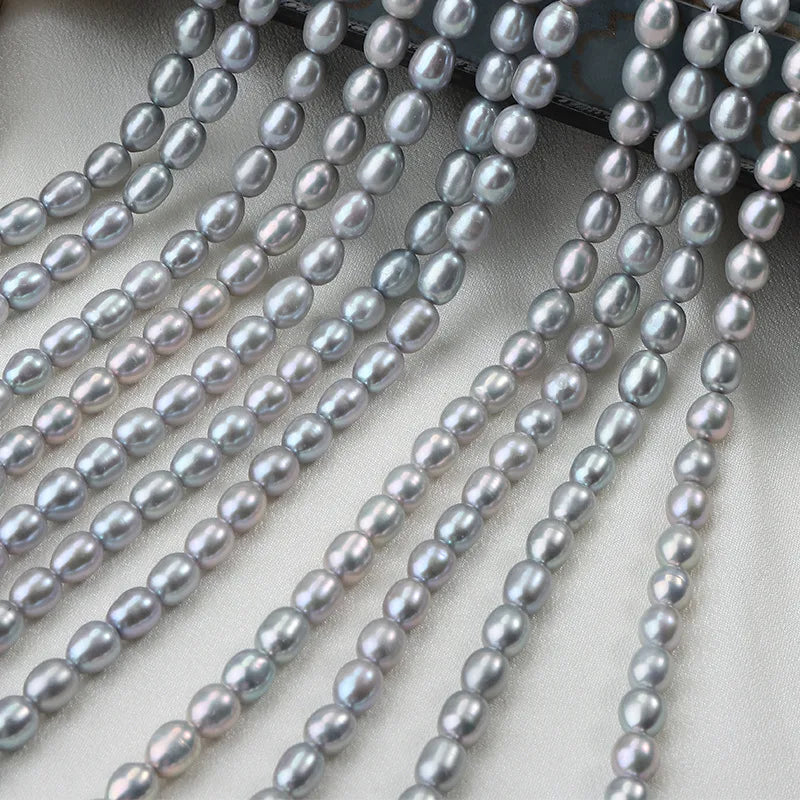 Wholesale 7mm Natural Freshwater Loose Pearls True Multi-hemp Irradiated Rice Beads for DIY Jewelry