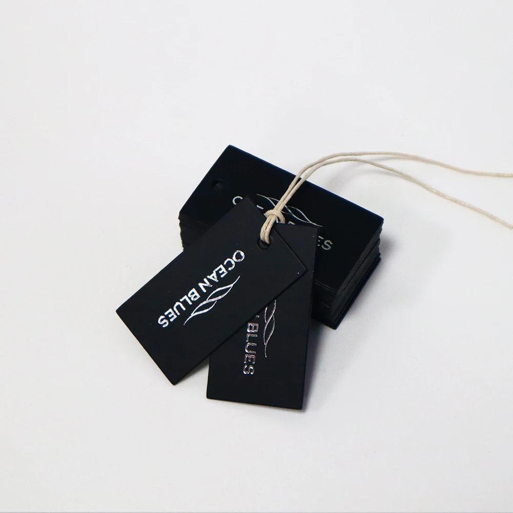 Luxury Recycled Coated Paper Eco-Friendly Embossed Custom Printed Hang Tags for Clothing Bags Shoes Jewelry Custom Logo Silk