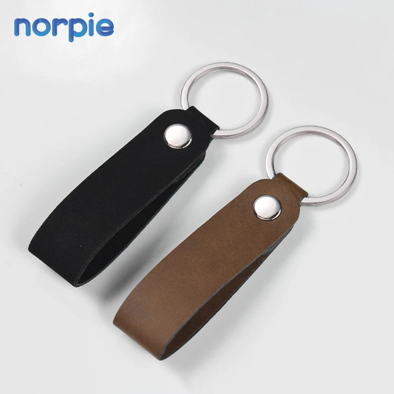 Light Laser Engraved Leather Keychains Blank Design for Personalization