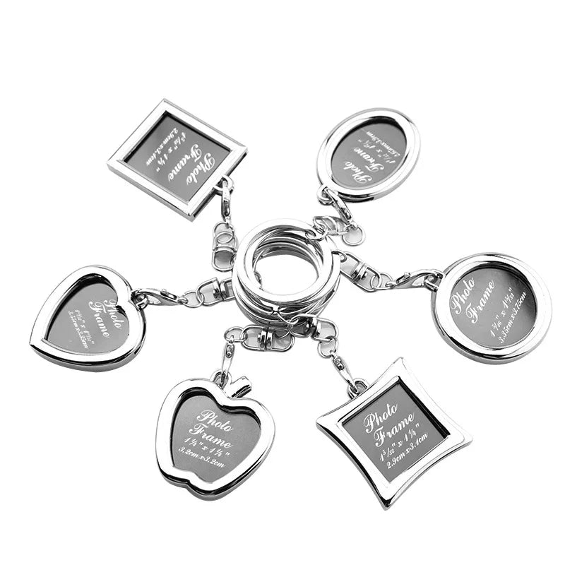 Mini Creative Metal Alloy Buckle Insert Photo Picture Frame Keyring Keychain Car Key Chain