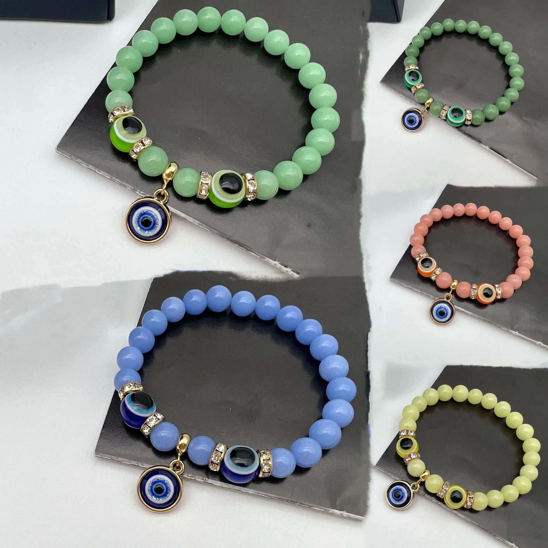 2025 Crystal Wholesale Turkey Evil Eye Bracelet Crystal Natural Stone Fluorescence Stones Hand Beaded Bracelet