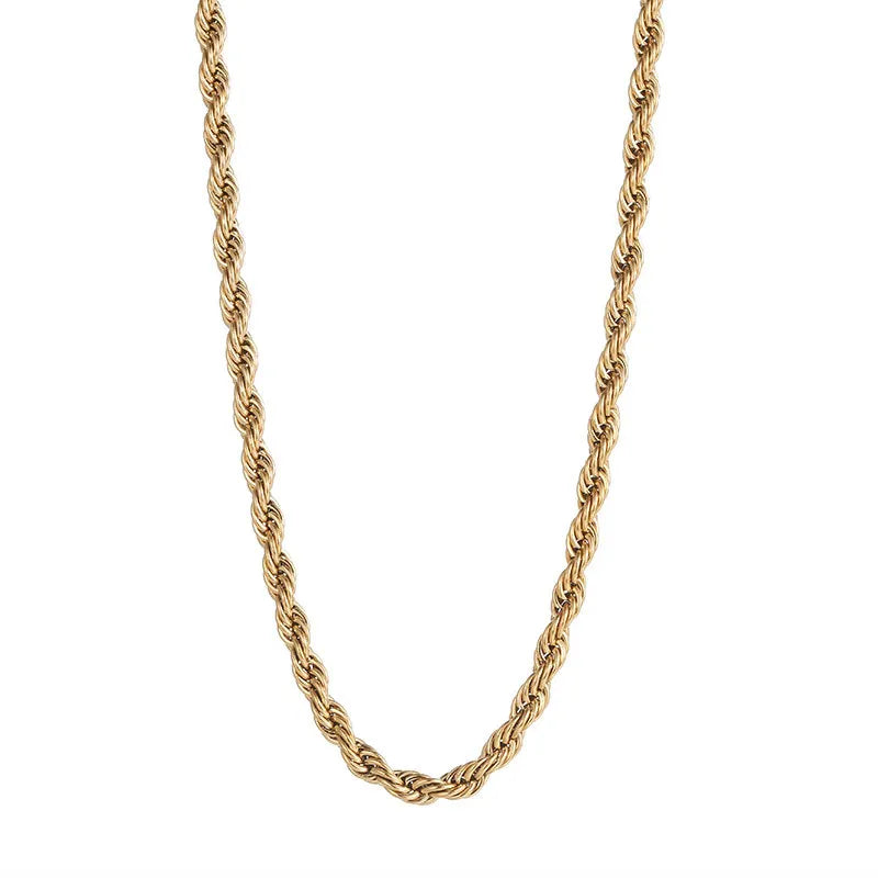 5MM Stainless Steel / Gold Plated / Black Twist Rope Chain Necklaces for Women Men Fashion Hip Hop Jewelry
