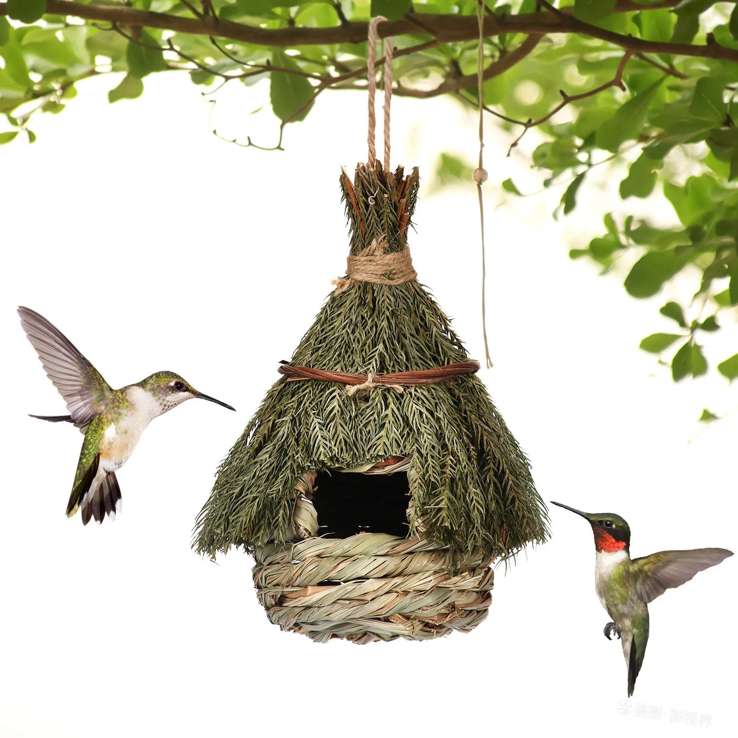 New Arrival Bird Nest - Enchanting Decorative Hummingbird House Creative Hanging Grass Woven Nest Decorative Birdhouse