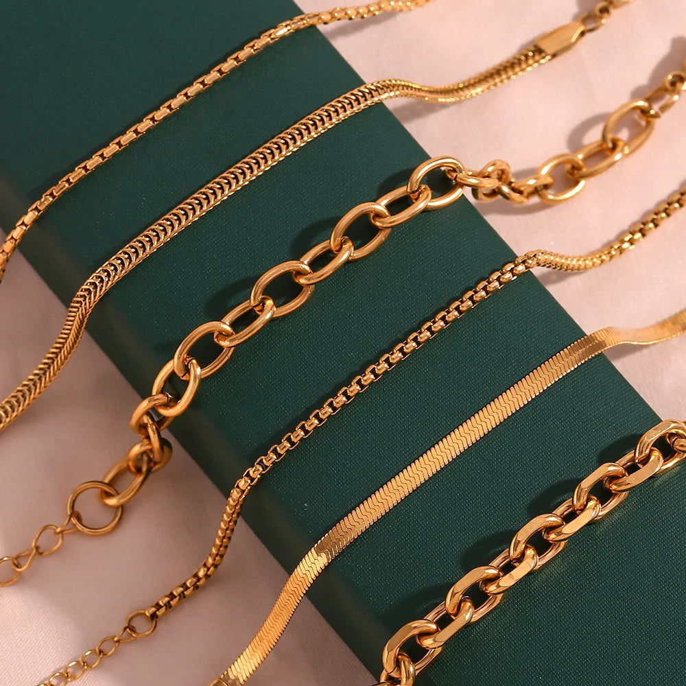Cheap 18k Gold Plated Stainless Steel Adjustable Chain Bracelet for Women