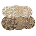 Boho Farmhouse Round Woven Table Decor Wipeable Faux Jute Charger Placemats Heat Resistant Vinyl PVC Plates Mats