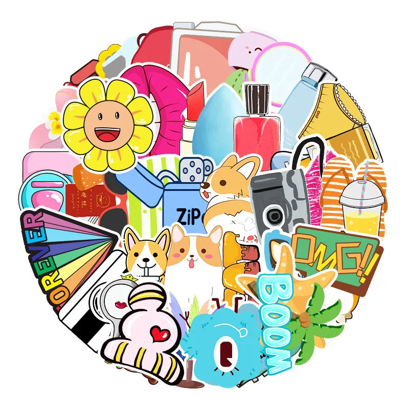 50pcs New VSCO Girls Vinyl Stickers Fashion Decals Removable Computer Sticker Printable Vinyl Sticker Paper