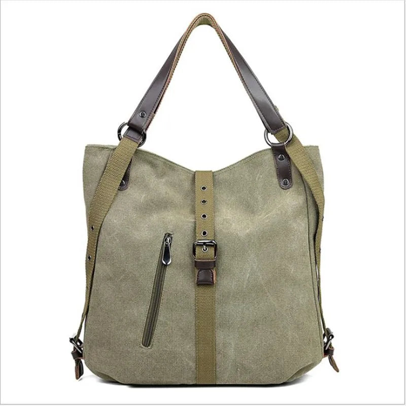 Canvas Backpack Women Multi Function Messenger Bag Shoulder Handle Bags for Ladies