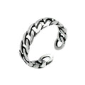 BASQUESUN Sterling Sliver Oxidized 6mm Curb Chain Biker Ring Thumb Ring Open Band Unisex Adjustable Size