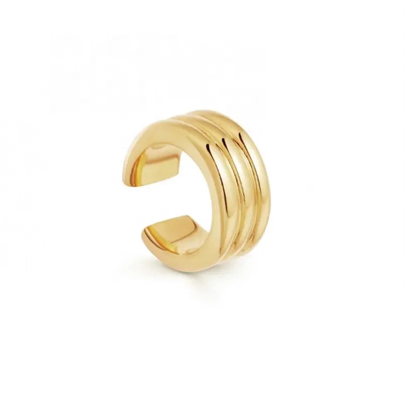 Fashion Three Layers Non Pierced Cuff Earring Stainless Steel Jewelry Women 18K Gold Plated No Piercing Clip on Earrings YF3351