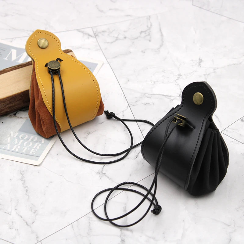 Gaming Dice Bag PU Leather DnD Dice Storage Bag Portable Drawstring Dice Pouch Board Playing Games Accessories