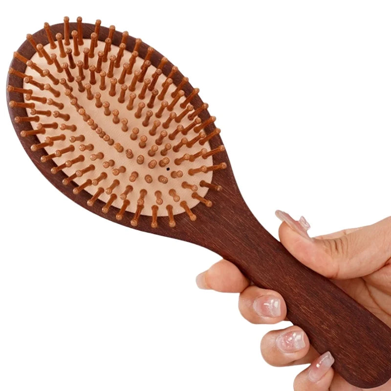 Wood Hair Brush Sandalwood Air Cushion Comb Detangling Wooden Hair Brush Scalp Massage Comb