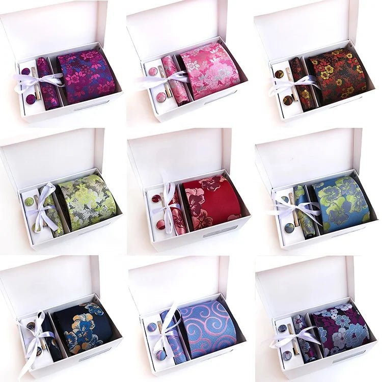 Popular Tie Pin Cuff Link Set Tie Hanky Cufflinks Sets Necktie Set Neck Tie Juego De Corbatas Listo Para Enviar
