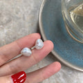6 mm 7 mm 8 mm 9 mm 10 mm Fresh Water Natural Baroque Pearl Earrings Silver
