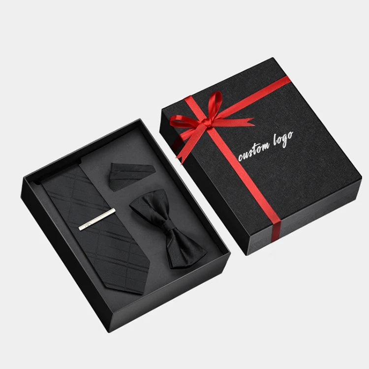 Custom logo Fashion Attractive Design Mens Fathers Day Gifts Base Bow Tie Gift Set Paper Packaging Box