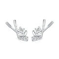 Exquisite 925 Sterling Sliver CZ Diamond Hockey Shape Stud Earrings for Women