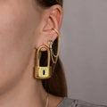 Personality Gold Plated Stainless Steel Earring Waterproof Tarnish Free Lock Stud Earrings Women Hypoallergenic Earrings