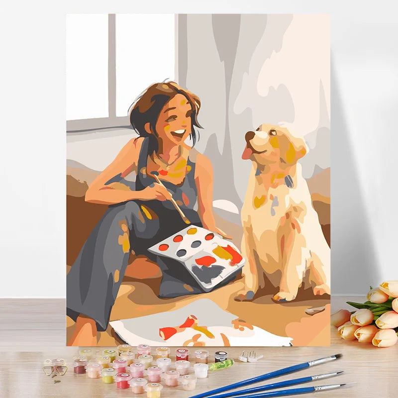 DIY Oil Filling Hand-painted Acrylic Paint Painting Hot-selling Illustration Character Girl Coloring Graffiti Frameless Painting
