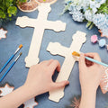 Wholesale Price 25x16.8cm 2PCS Unfinished Wood Cross Cutout for DIY Wall Decoration Pendants Cross Pattern