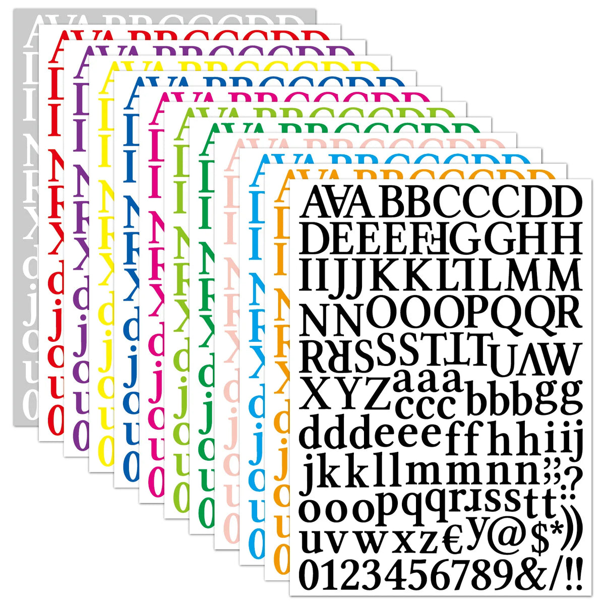 Custom 12 Colors Letter Sticker Alphabet Number Stickers Waterproof for Party Decoration Self-Adhesive Vinyl Letter Stickers