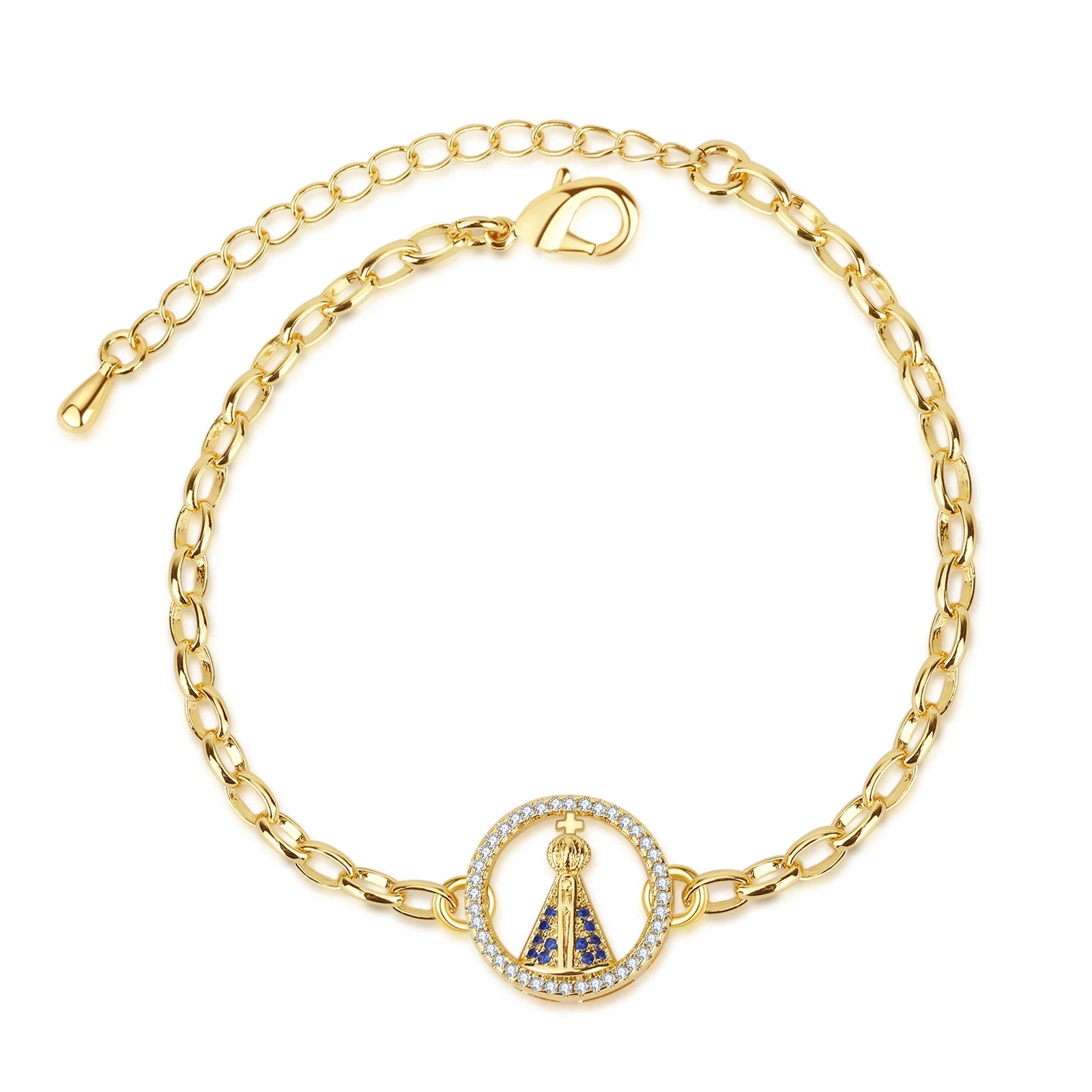 Fashion Trend Personality Women's Religious Beaded Bracelet 18K Gold Plated Hip Hop Jewelry