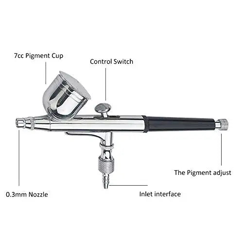 BT-130 Professional Rechargeable Copper Eco-Friendly 7cc Dual Action Multi-Purpose Cake Airbrush Kit Gravity Spray Gun for