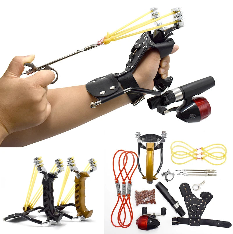 Factory Wholesale Outdoor Fish Shooting Belt Wrist Rest High Precision Slingshot Fish Shooting Set