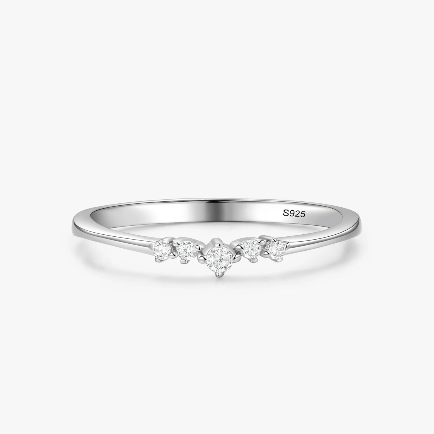 Ailmay New Arrival Simple Cubic Zirconia Fashion Charm 925 Sterling Silver Stackable Rings for Women Wedding Engagement Jewelry