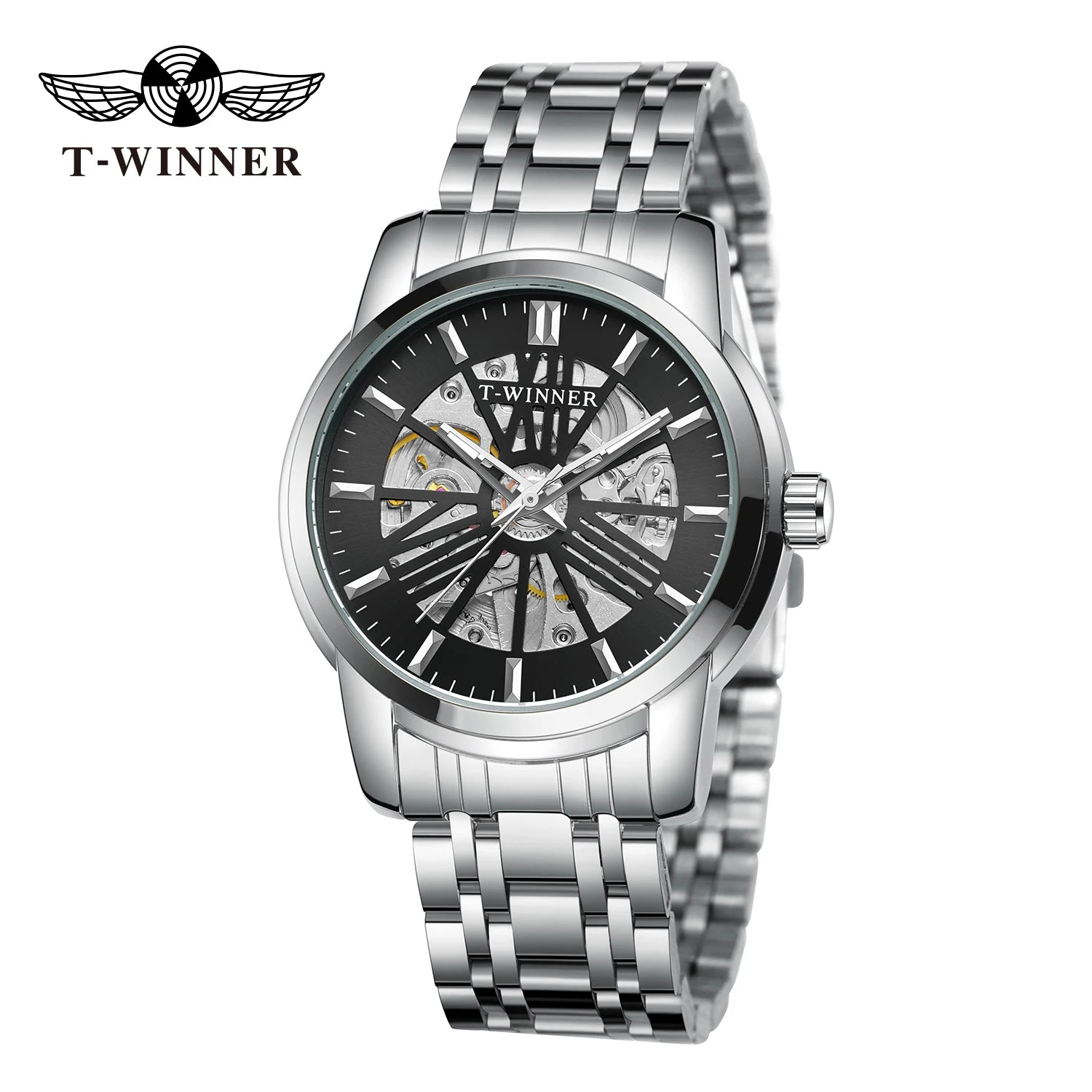 Guangzhou New Trend Skeleton Cheap Stainless Steel Watch Reloj Para Hombre Men Automatic Movement Mechanical Watch for Man