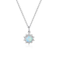 Qings the Sun Necklace 925 Sterling Silver Necklace Colored Sun Pendant Necklace With Opal Stone Jewelry Gift for Women
