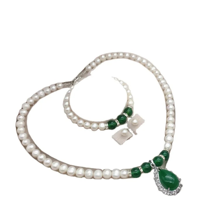 Natural Freshwater Shell Bell  Pearl Necklace for Mother Clavicle Necklace Gift for Mother's Day  Necklace Set