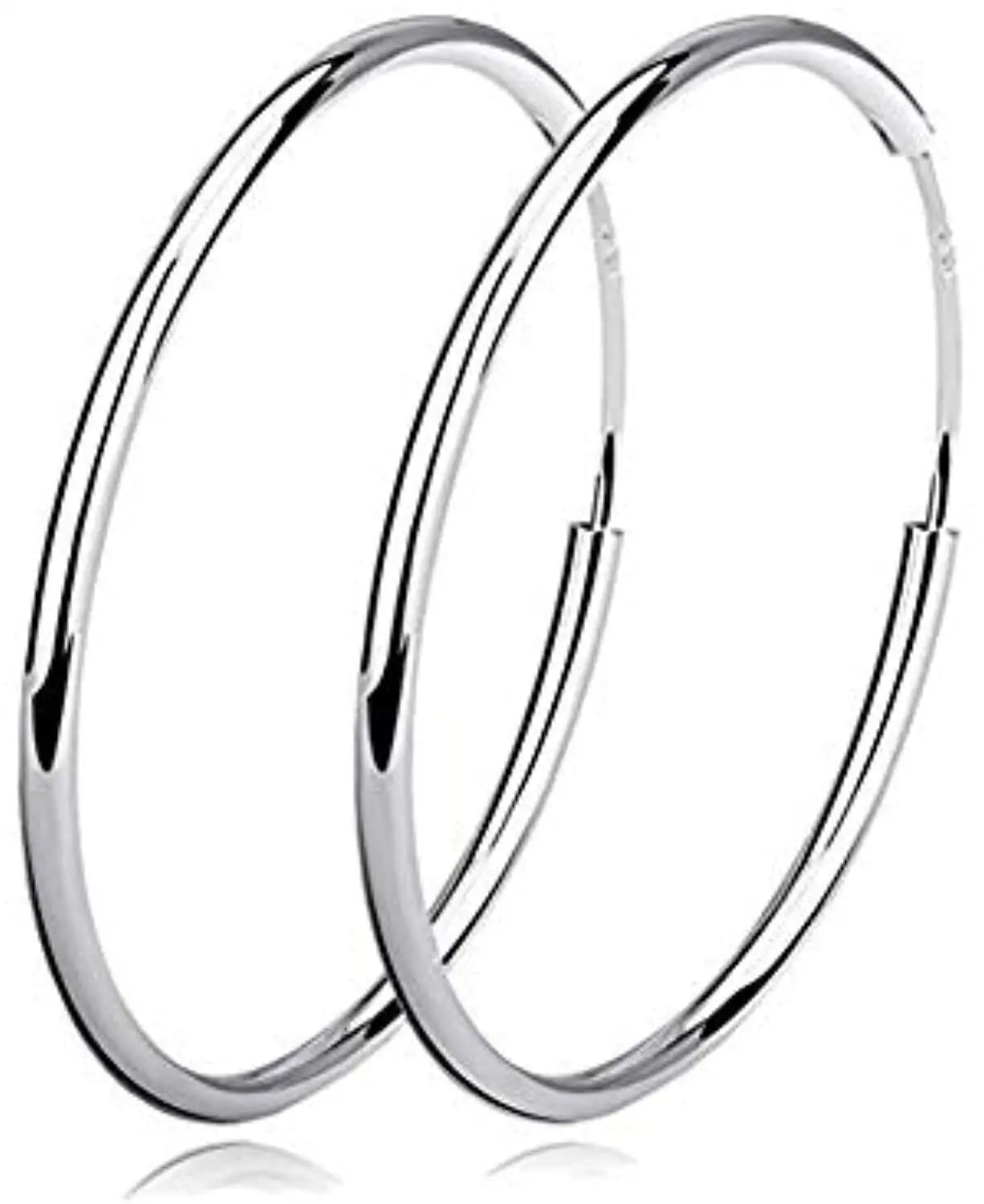 Minimalist Design Hypoallergenic 925 Sterling Silver 30mm Circle Endless Hoop Earrings for Women