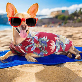 Pet Summer T-Shirts Hawaii Style Floral Dog Shirt Hawaiian Printed Pet T-Shirts Breathable Beach Seaside Dog Cool Clothes