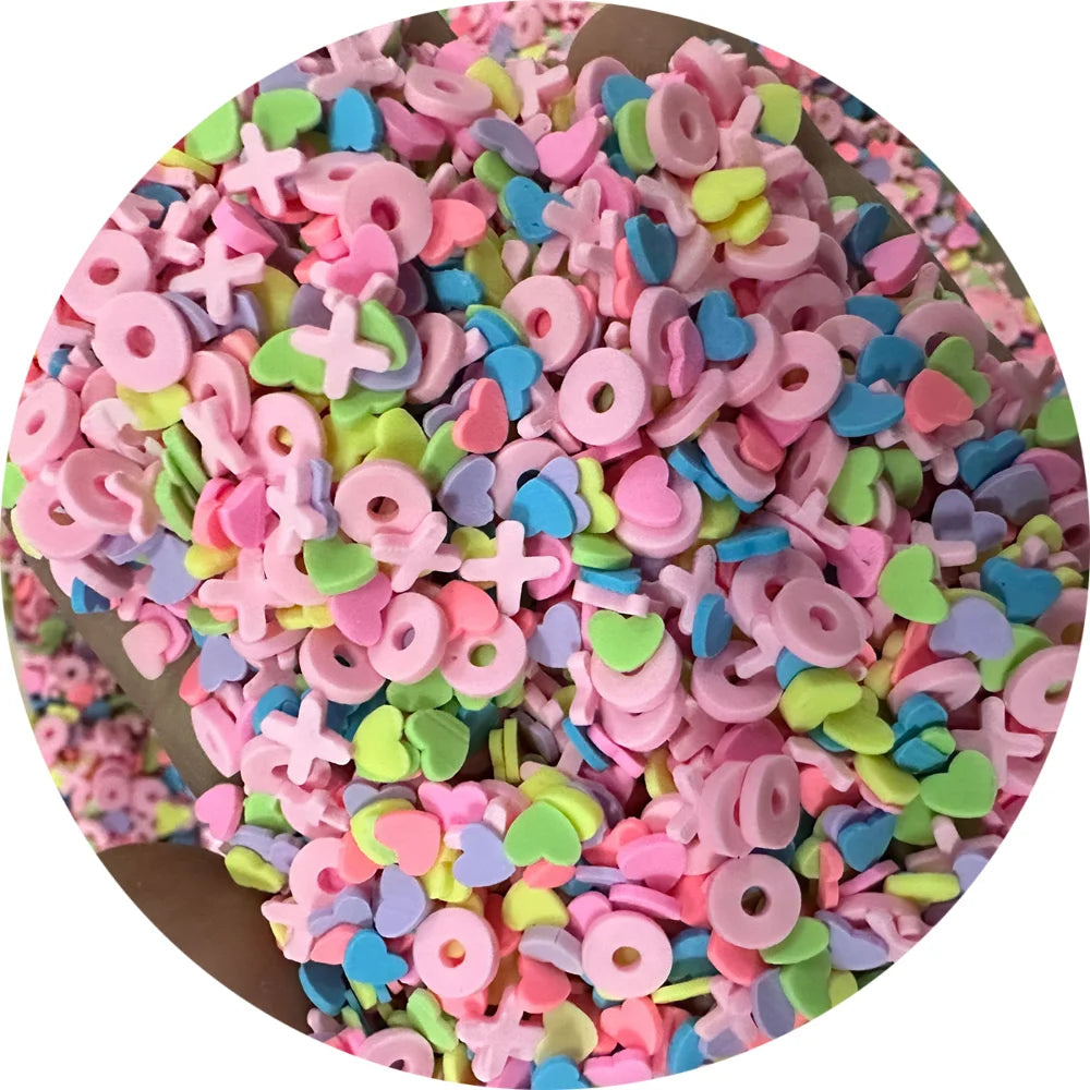Valentine's Day Hearts Hugs Kisses Polymer Clay Slices Sprinkles Embellishments for Nail Art Slime Fillers Holiday Party Decor