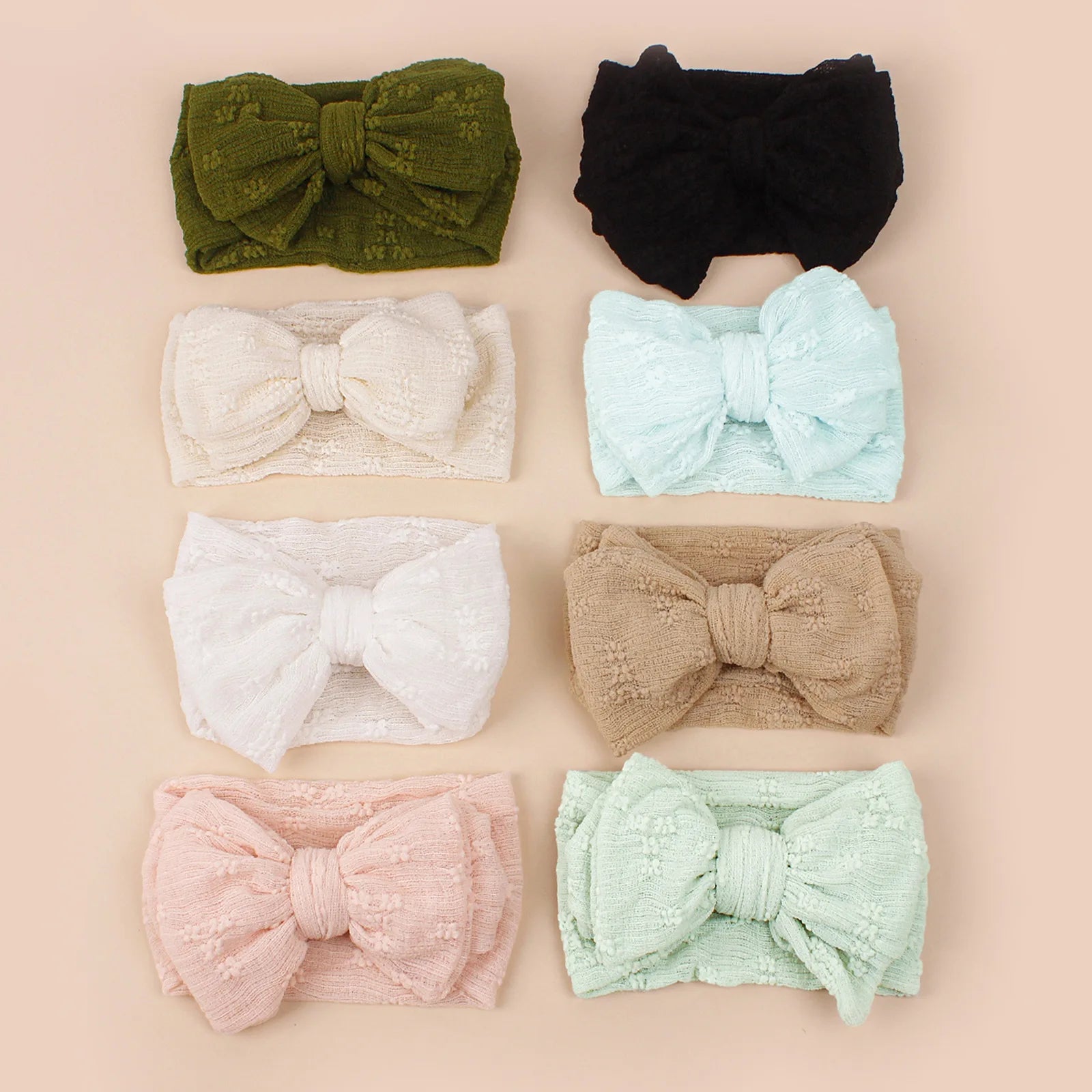 Baby Girls Nylon Knit Headbands Infant Toddler Solid Colors Top Knotted Baby Turban Headbands